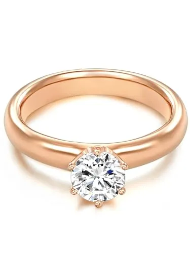 Trilani Damen Verlobungsring 925/- Sterling Silber rosévergoldet - Eleganter Solitärring aus rosévergoldetem Sterlingsilber mit funkelndem Zirkoniastein. Perfekt für einen unvergesslichen Heiratsantrag oder als traumhafter Brautschmuck.