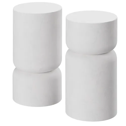 tectake® 2er Set runder Couchtisch weiß - Beistelltische fürs Wohnzimmer, modernes Chubby-Design für stilvolle Akzente und langlebige Qualität aus Magnesiumoxid.