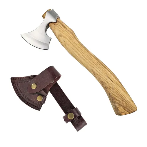 Mittelalter Axt mit Lederscheide Gebrauchsaxt Wikinger Germanen Kelten