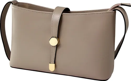 Toscanto Damen Umhängetasche aus echtem Leder, beige - Elegante Umhängetasche im Querformat aus feinem Kalbsleder. Ideal für den täglichen Gebrauch mit ausreichend Platz für Ihre Essentials. Maße: 28x17x8 cm.