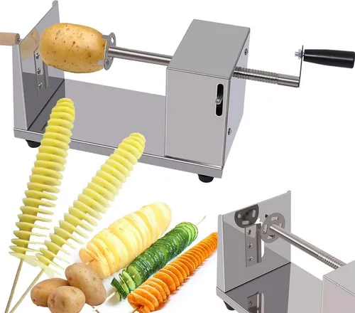 Refined Living Spiralschneider-Einsatz Edelstahl Spiral Kartoffelschneider, Gemüse Twister, Obstschneider, Zubehör für multifunktionaler Spiralschneider, manuelle Schneidemaschine, Obstschneider, Pommes Frites Schneider, mit rutschfester Griff, Tornado-Kartoffeln, DIY-Grill-Schneider, für Pommes, Gurken,Karotten,DIY-Kochprojekte,Familienessen,Grillpartys