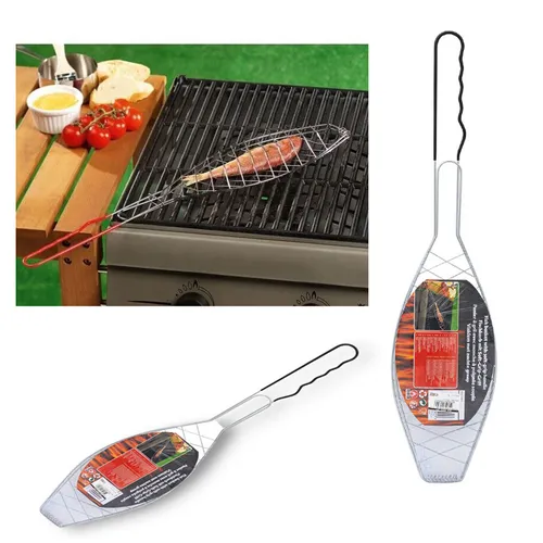 Fischbräter Fisch Fischgriller Fischzange Fischgitter Fischhalter Grillzange 2 x