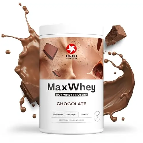 MaxiNutrition MaxWhey 100% Whey Proteinpulver Schokolade 420 g Dose, ergibt 14 Protein-Shakes à 23g Eiweiß, ohne künstliche Aromen, inkl. Vitamin B6, Made in Germany