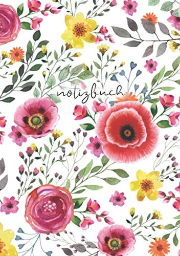 BLANKO NOTIZBUCH DIN A5: Journal zum Selbstgestalten oder als Zeichenbuch, Skizzenbuch, Blankobuch, Malbuch | 110 Seiten leer | Weißes Papier | Motiv Blume