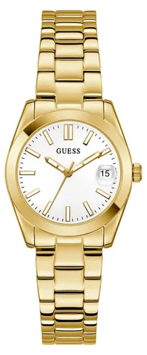 Guess Damen Uhr ALICE GW0934L2 - Elegante Armbanduhr aus Edelstahl - Armbanduhren aus Edelstahl, goldfarbenes Design, wasserdicht bis 30m und mit Datumsanzeige - perfekt für stilbewusste Frauen.