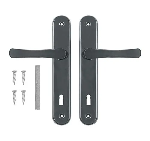 ADGO Türdrücker - Türklinke - Drückergarnitur - Haustürgriff - Tür Griffe Set Innen - Buntbart 90 Türgriffe - Langschildgarnitur - Griff mit Schlüsselloch - Zimmertüren - Aluminium