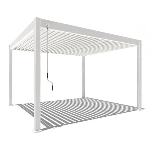 Weide Deluxe Pergola Voll Aluminium 3,6 x 4 M - Pavillon aus langlebigem, wetterbeständigem Aluminium mit manuell einstellbaren Lamellen für optimale Lichtregulierung und effektiven UV-Schutz. Ideal für stilvolle Outdoor-Entspannung.