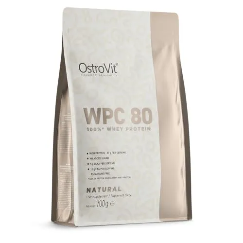 WPC 80 100% Whey Protein Konzentrat 700 g 23 g Protein pro Portion | natürlicher Geschmack Eiweißpulver ohne Zusatzstoffe perfekte Löslichkeit reich an BCAAs & EAAs OstroVit