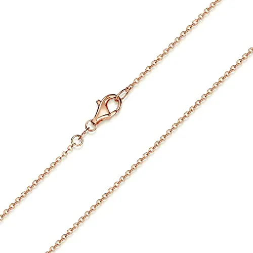 MATERIA Rosegold Ankerkette 925 Sterling Silber - 1mm Halskette silber in 30 40 45 50 60 70 80cm verfügbar #K53, Länge Halskette:60 cm
