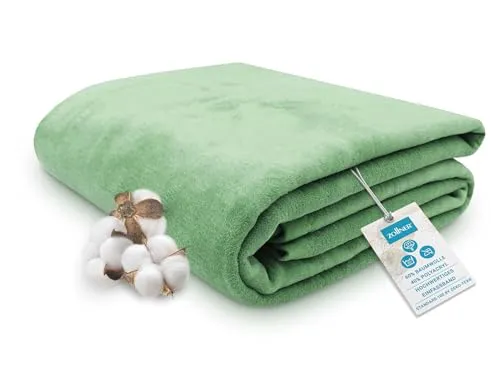 ZOLLNER Kuscheldecke 220x240 cm - Flauschige Sofadecke in Lind - Bettdecken - Hochwertige, waschbare Sofadecke in Hotelqualität, pflegeleicht und ideal für gemütliche Abende ohne elektrische Aufladung.