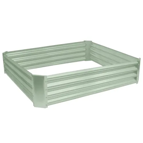 Harbour Housewares 1x Grün 120cm x 120cm Quadratisch Galvanisierter Stahl Hochbeet für den Garten - Groß Draussen Gemüse Blume Wachsen Pflanzer Trog Kasten