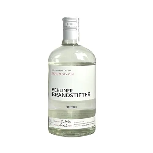 Berliner Brandstifter Dry Gin - 700ml, handverarbeitet mit handgepflückten Blüten und Kräutern, 43,3% vol, für ein einzigartiges Geschmackserlebnis