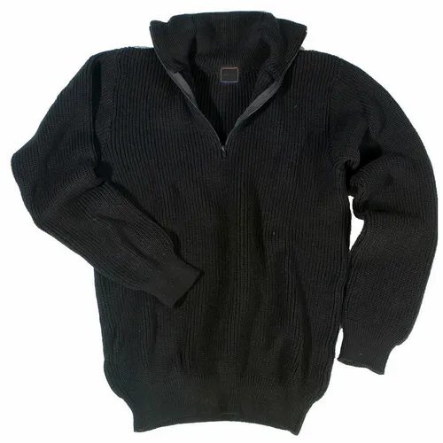 MFH Isländer Pullover, Troyer mit Reißverschluss (L, schwarz)