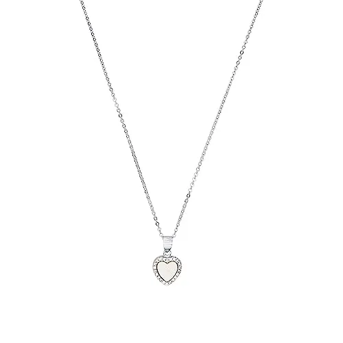 Amor Kette mit Herz-Anhänger aus 925 Sterling Silber - Elegante Damen Halskette mit 42 cm Ankerkette und Zirkonia-besetztem Herz-Anhänger, ideal als Geschenk für besondere Anlässe - kommt in einer stilvollen Schmuck Geschenkbox.