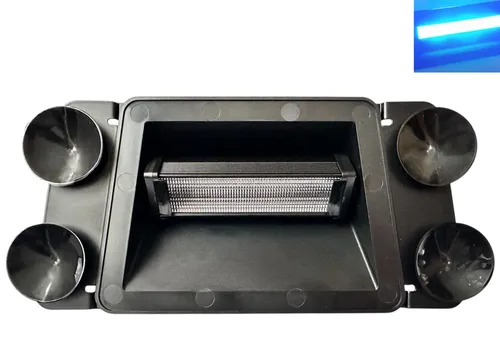 LED Frontblitzer Blau 12–24V mit 18 LEDs, Saugnapf, 3 Blitzmodi, ECE R65 R10 E49