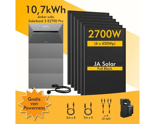 Anker SOLIX Solarbank 3 E2700 Pro - Modular erweiterbare Solaranlage mit 2,7 kWh Kapazität und 3600 W Eingangsleistung, ideal für nachhaltige Energieversorgung.