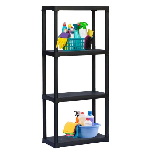 Praktisches Steckregal aus Kunststoff 4 Böden - 60 x 30 x 133 cm - Regale & Aufbewahrung: Stabil und leicht, ideal für Keller und Lager mit 4 Regalfächern und einer Belastbarkeit von bis zu 80 kg.