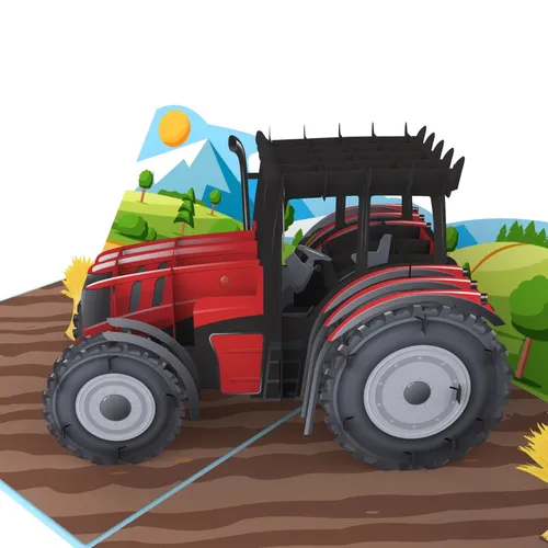 Pop-Up, 3D Grußkarte zum Geburtstag, Traktor, Trecker