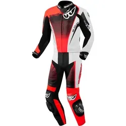 Berik XR-Ace Evo perforierte 2-Teiler Motorrad Lederkombi, schwarz-weiss-rot, Größe 52