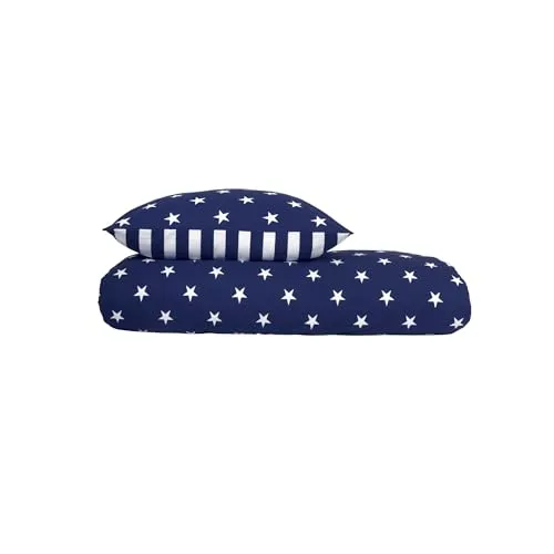 Schiesser Bettwäscheset Sterne | 100% Baumwolle | 155x200cm + 80x80cm - Bettwäsche-Set aus 100% nachhaltiger Baumwolle in flauschiger Feinbiber-Qualität, ideal für ein wärmendes Hautgefühl und pflegeleicht bis 60°C. Perfekt für Allergiker und umweltbewusste Käufer.