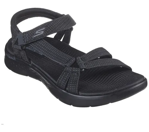 Skechers Damen Sandals, Schwarz/Schwarz, 41 EU - Wanderschuhe mit konturiertem Goga Mat Komfort-Fußbett und reaktionsschneller ULTRA GO-Dämpfung für höchsten Tragekomfort.