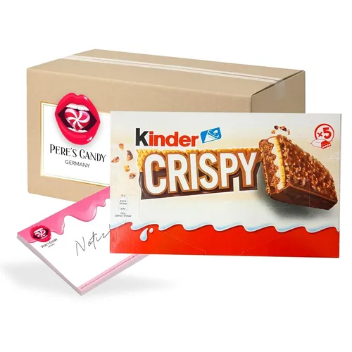 Pere's Candy Bundle für Kinder Crispy Riegel - Kuchen & Gebäck: 14 knusprige Crispy Riegel mit cremiger Schokolade und ein praktisches Notepad im Set – ideal für Unterwegs und zum Teilen!