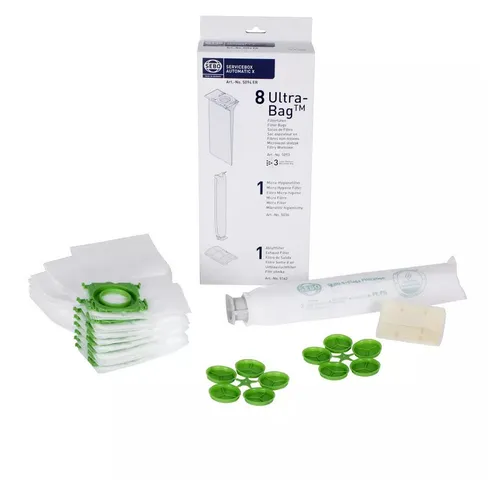 PRIMEBAG Staubsaugerbeutel SEBO Servicebox – 8 Filtertüten, 1 Microfilter & 1 Abluftfilter - Praktisches Set mit 8 Filtertüten, 1 Microfilter und 1 Abluftfilter für SEBO Staubsauger – sorgt für optimale Saugleistung und saubere Luft.