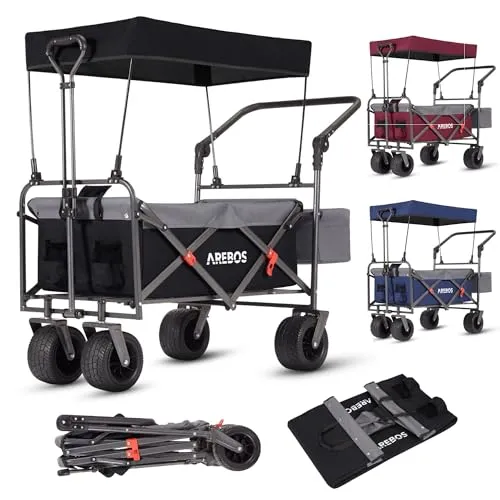 Arebos Bollerwagen faltbar mit Dach