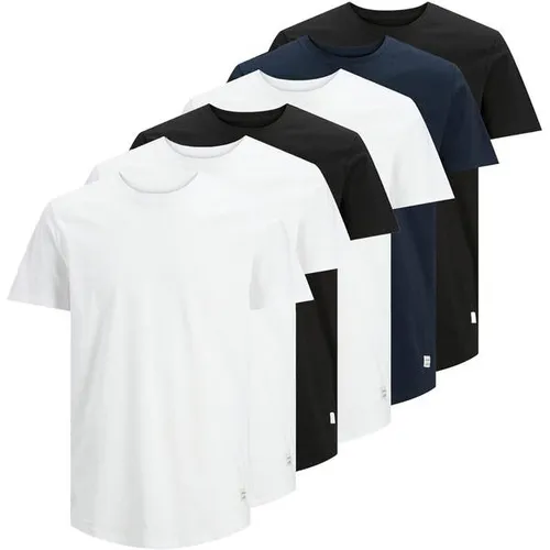 JACK AND JONES Herren T-Shirt, 6er Pack - JJENOA TEE 6PK - Praktisches 6er Pack einfarbiger Herren T-Shirts von Jack & Jones. Kurzarm mit Rundhalsausschnitt, ideal für den täglichen Einsatz und modisch kombinierbar. Hochwertige Sportbekleidung für aktive Freizeitgestaltung.