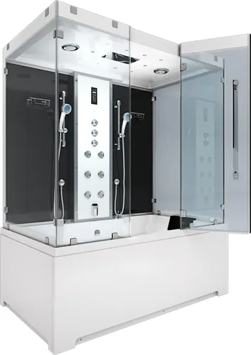AcquaVapore Whirlpool-Badewanne K80-Sw-Th-B, Schwarz, Rechteckig