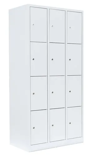 Steelboxx Fächerschrank - 12 Fächer, 3 Abteile, komplett montiert - Vielseitiger Schließfachschrank mit 12 Fächern, ideal für Umkleiden, Fitnessstudios und Schulen. Robuste, pflegeleichte Stahlkonstruktion, komplett verschweißt und sofort einsatzbereit.