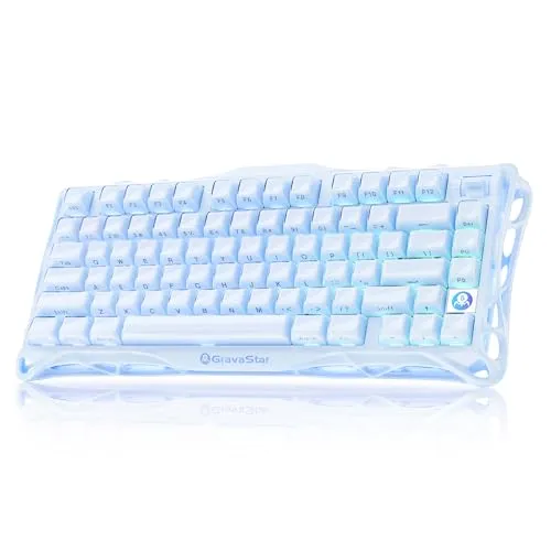 GravaStar Mercury K1 75% Blue Gaming Tastatur, Mechanische Tastatur aus Aluminiumlegierung, Gasket Mount Hot-Swap, Lineare Schalter, RGB Hintergrundbeleuchtung, Kabellos für Gaming, Büro & Geschenk