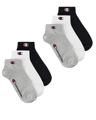 Champion Unisex Basics 6pk Quarter Socken, Hellgrau Meliert, 43-46 EU