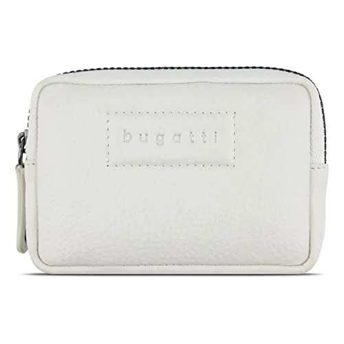bugatti ELSA Schlüsseletui aus Leder, RFID-Schlüsselmäppchen mit 2 Ringen in weiß