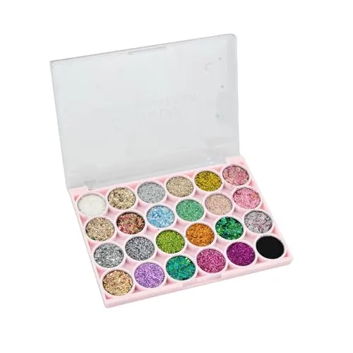 Farbe Lidschatten Palette, Glitzer Eyeshadow Palette Schimmernde, Metallic Sequined Eye Shadow, Make Up Hohe Farbwiedergabe, Shimmer Smoky Matte Glitter Ultra Pigmented Blendable Contouring (01) 24