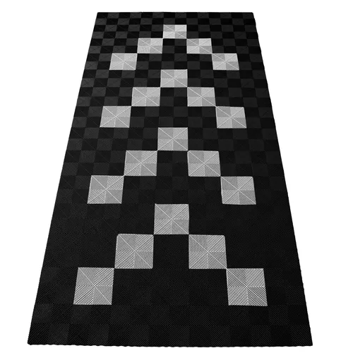 RAMROXX Performance Bodenfliesen Garagenboden Set 2,8mx5,6m Schwarz Weiß - Hochwertige Kunststoffbodenfliesen für Garagen, einfach zu verlegen und pflegeleicht. Ideal für eine strapazierfähige und stilvolle Bodengestaltung.