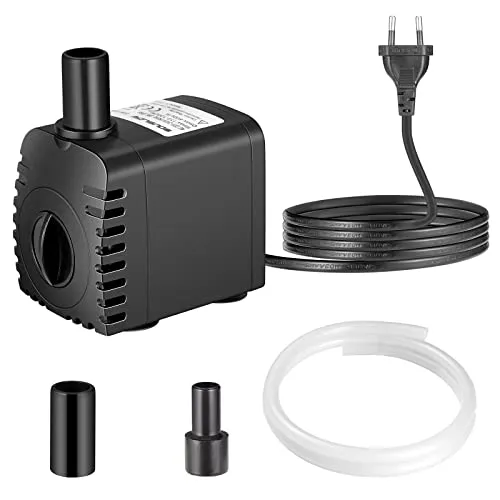 SOUSLOW 8 W Wasserpumpe, 600 l/h, AC220-240 V, mit 2 Düsen für Aquarium, Aquarium, Teich, Springbrunnen, Gartensystem