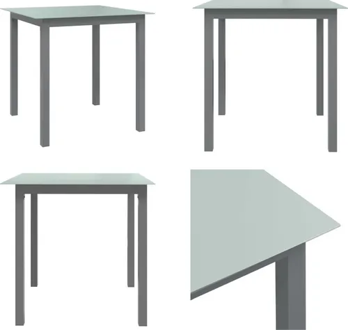 vidaXL Gartentisch Hellgrau 80x80 cm – Stilvoller Aluminium-Glas Tisch für Garten