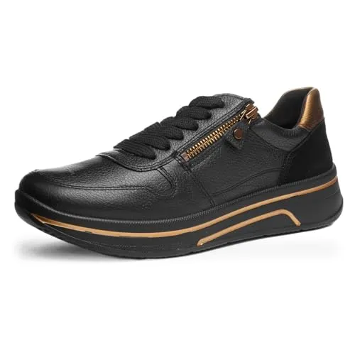 Ara Sneaker schwarz 6 - Stylische Sneaker in Größe 6, aus hochwertigem Echtleder mit bequemem Plateauabsatz, ideal für einen modischen Auftritt im Alltag.