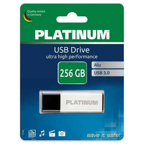 Platinum ALU USB-Stick 256GB USB 3.0 USB-Flash-Laufwerk inkl.Schutzkappe schwarz