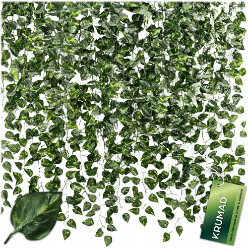 KRUMAD Efeu Girlande Künstlich 12 Stück 28 m Dunkelgrün Wetterfest UV Beständig