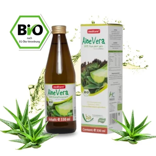 Bio Aloe Vera Muttersaft, 330 ml – 100 % Frischpflanzensaft aus Mexiko, Medicura