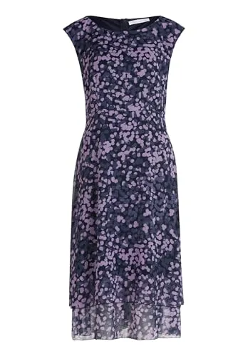Betty&Co Midikleid in Blau-Lila - Feminin tailliertes Midikleid aus 100% pflegeleichtem Polyester, ideal für besondere Anlässe oder den Alltag.