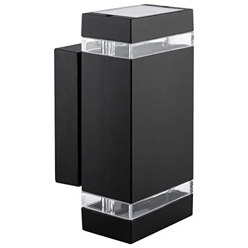 SSC-LUXon LED Außen-Wandleuchte ZORA IP44 schwarz - Moderne Außenwandleuchte mit Up-Down Lichtaustritt für elegante Akzente. Wetterfest und robust, ideal für Terrasse oder Balkon. Inkl. 2x 5W LED-Leuchtmittel für angenehmes neutrales Licht.