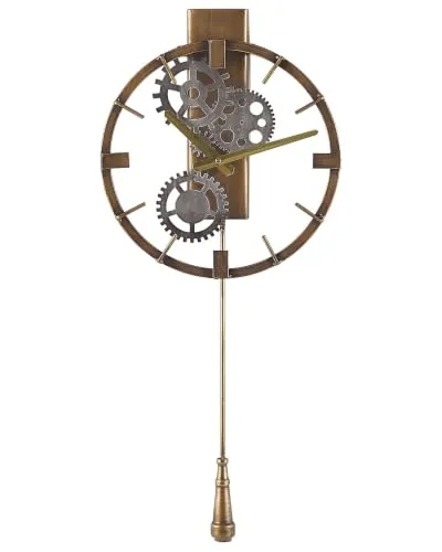 BELIANI Wanduhr Gold ø 30 cm im Vintage Look mit Pendel in gold von Beliani