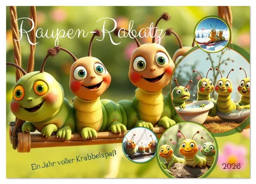 CALVENDO Wandkalender Raupen-Rabatz - Ein Jahr voller Krabbelspaß (Wandkalender 2026 DIN A2
