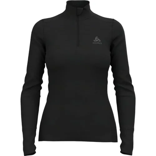 Odlo BL TOP Turtle Neck Long Sleeve Half Zip Merino 2 - Damen Funktionsunterwäsche - Hochwertige Funktionsunterwäsche aus 100% mulesingfreier Merinowolle, mit Halbreißverschluss für optimale Wärmeregulierung und Komfort bei Outdoor-Aktivitäten.