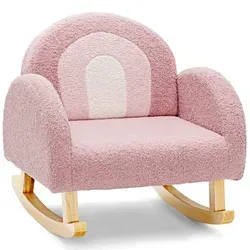 Costway Kindersofa, Pink, Holz – Sanftes Schaukelerlebnis für Kinder - Kinderzimmermöbel mit ergonomischem Design und rutschfesten Fußpolstern für höchste Sicherheit und Komfort – ideal für Kleinkinder von 3 bis 5 Jahren.