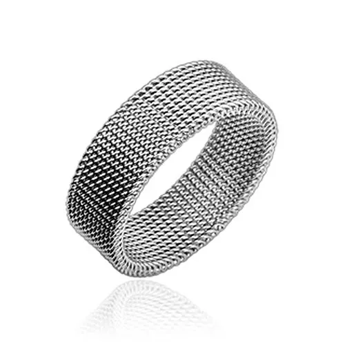 Bungsa 70 (22.3) Flexibler Ring Maschen Edelstahl silber für Damen & Herren 49-70 (Fingerring Schmuckring Modering Mesh Partnerringe Frauen Männer Chirurgenstahl)