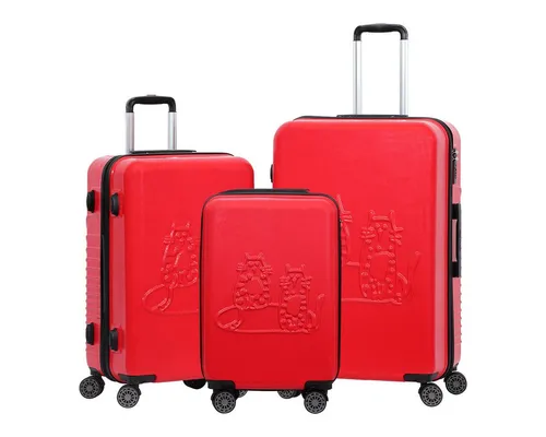 BIGGDESIGN Koffer Set Cats 3-teilig Hartschale Rot in silber von Biggdesign